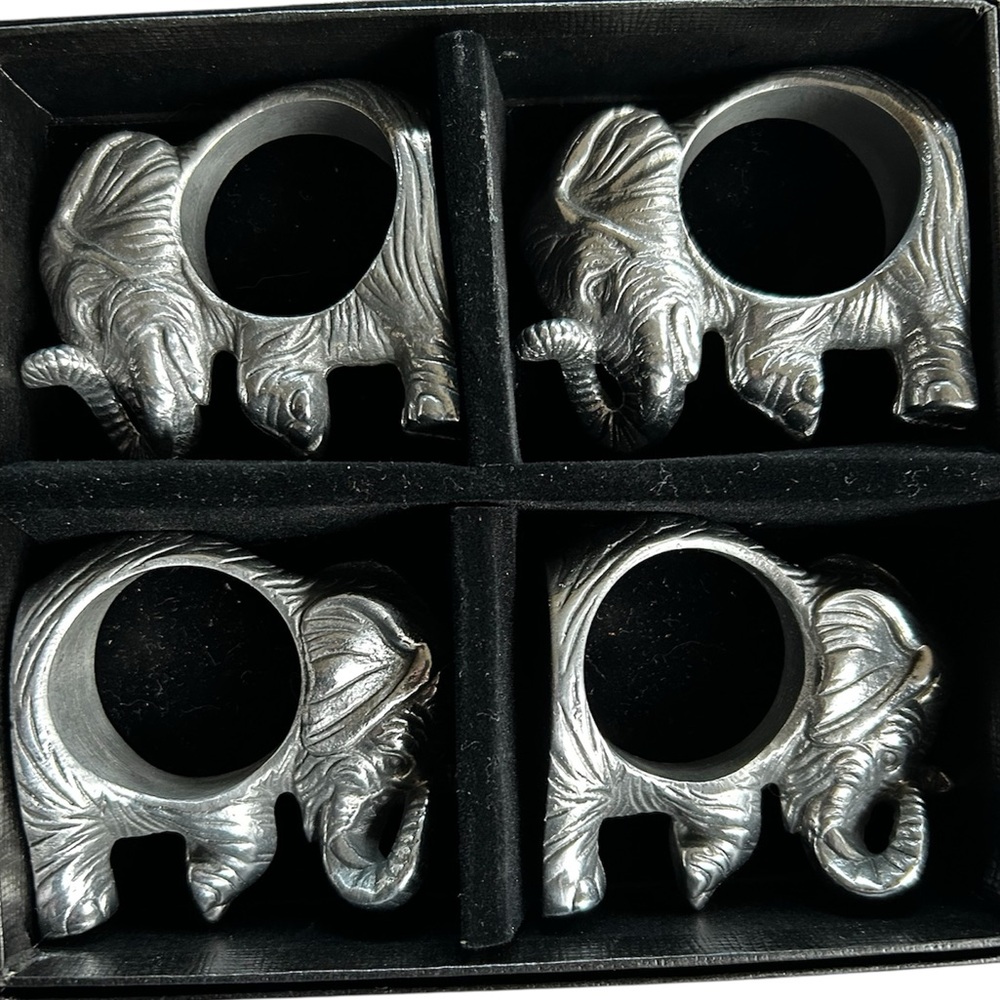 Arthur Court Silver Elephant Napkin Rings